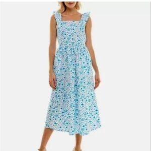 Draper James Lucinda Popover Cotton Smocked Floral Dress sz M